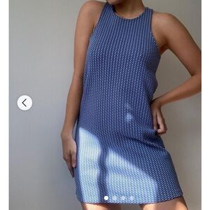 Zara sleeveless Blue Geometric Retro 60’s Mini Dress‎ in blue